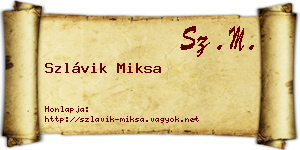 Szlávik Miksa névjegykártya